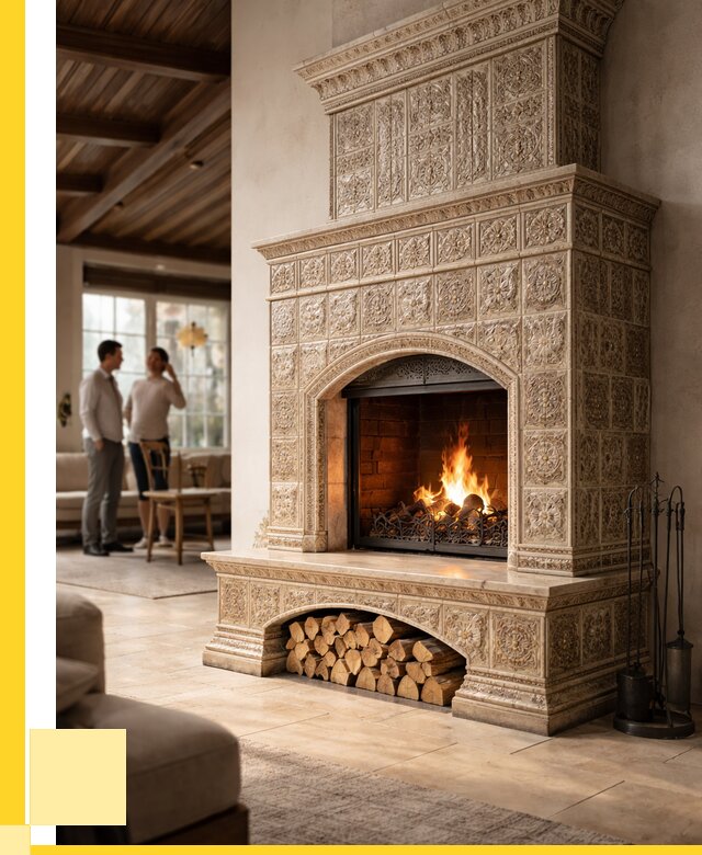 Купить изразцовый камин в Валуйках от 266125 р. | ЭриданВли