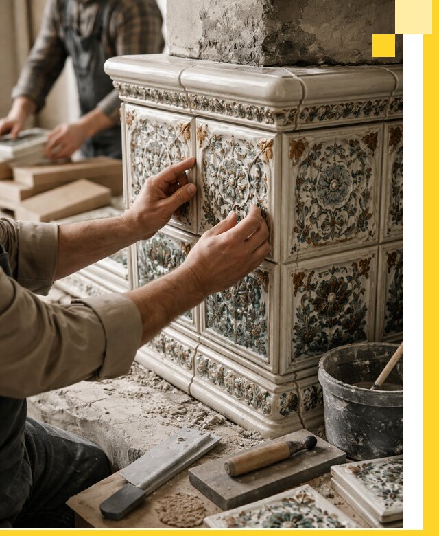 Изразцовые камины под ключ в Валуйках: проект и монтаж