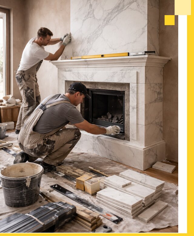 Отделка каминов в Валуйках качественные облицовочные работы