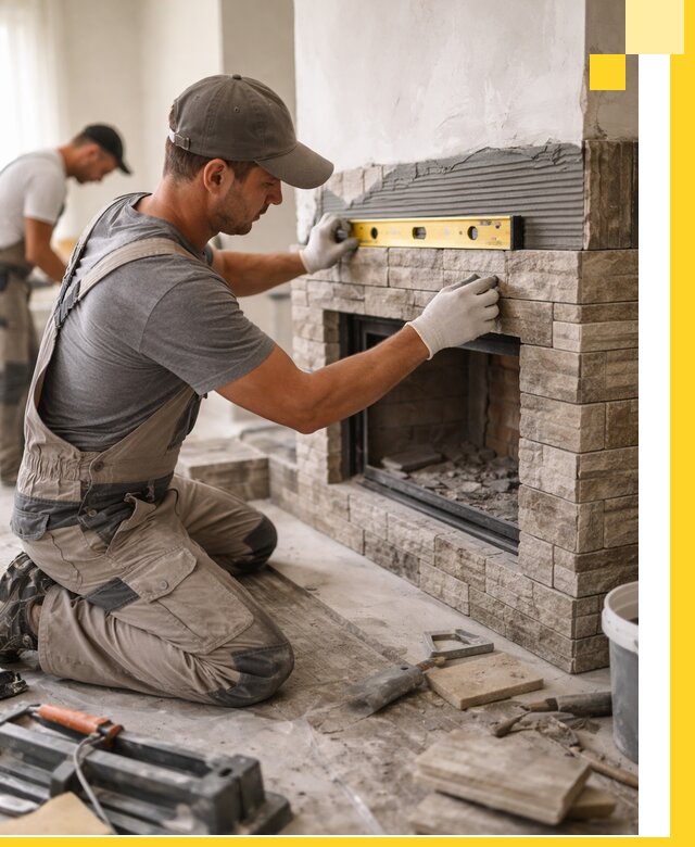 Облицовка каминов в Валуйках, монтаж и отделка натуральным камнем