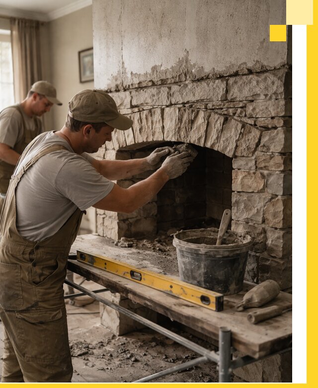 Изготовление каминов под ключ в Валуйках, монтаж и отделка