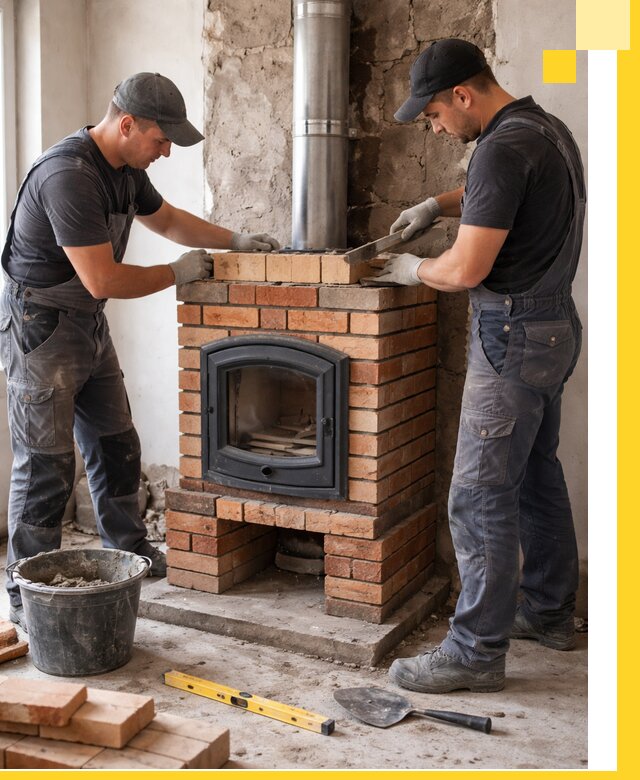 Монтаж печи камина под ключ в Валуйках с гарантией и пусконаладкой