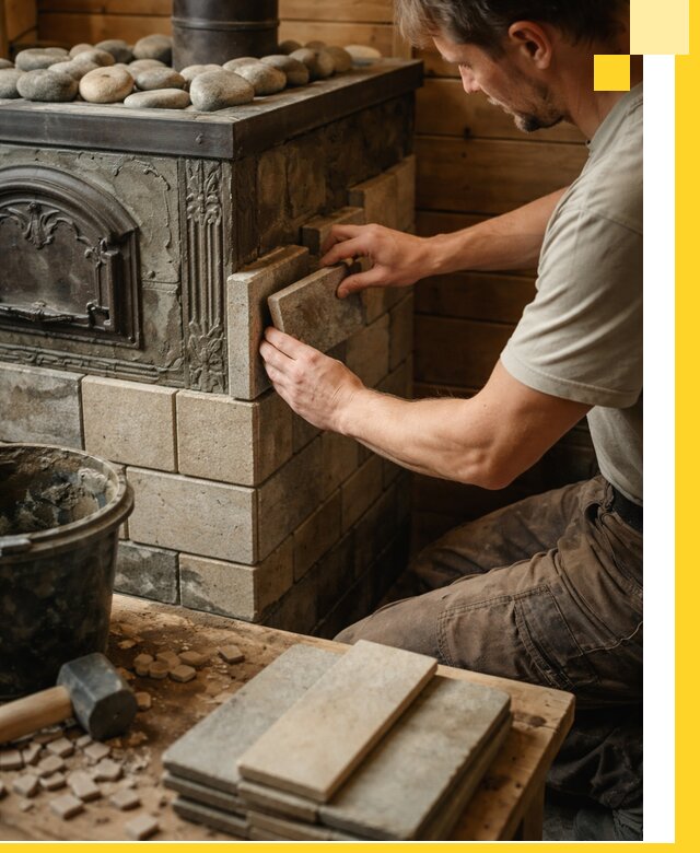 Облицовка банных печей в Валуйках профессиональная отделка