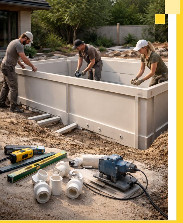 Установка полипропиленовых бассейнов под ключ в Валуйках