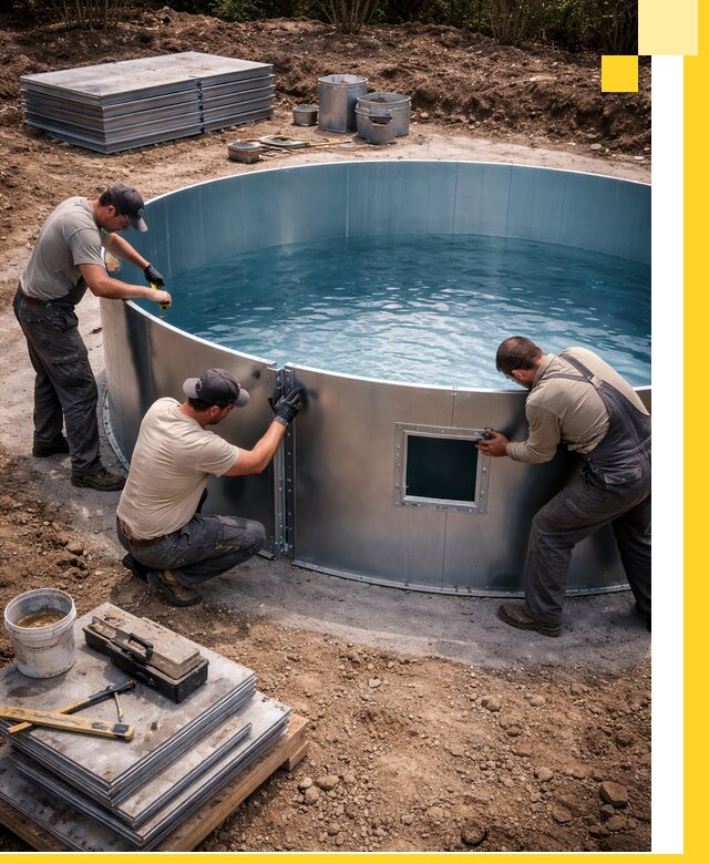 Круглые бассейны под ключ в Валуйках проектирование и монтаж