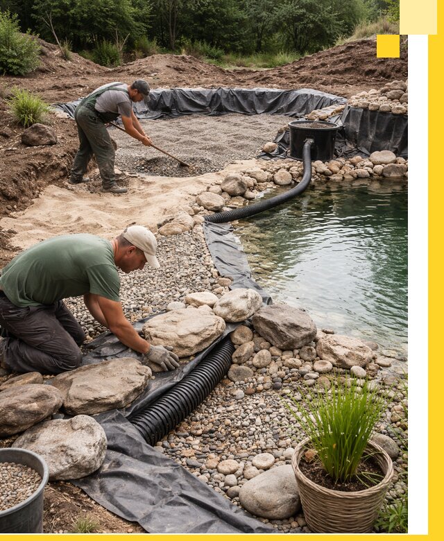 Строительство природных бассейнов и озер в Валуйках под ключ