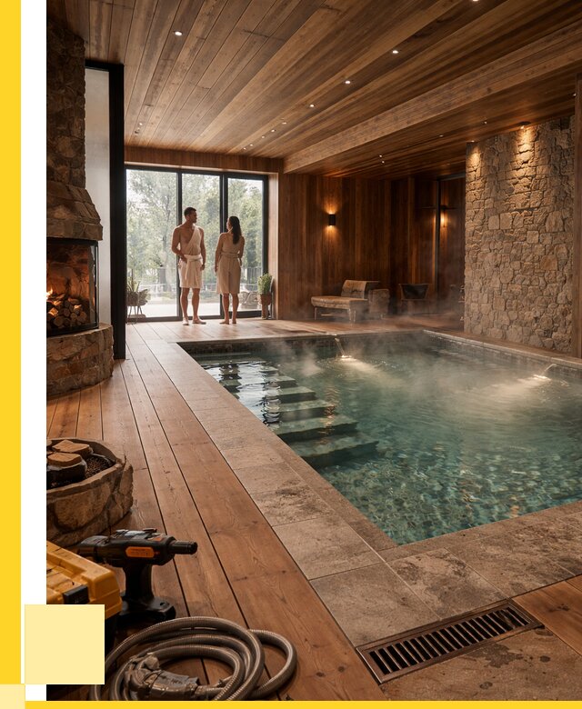 Проекты бань с бассейном под ключ в Валуйках от 79838 р., ЭриданВли