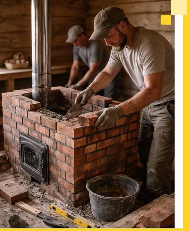 Кирпичные печи для бани под ключ в Валуйках, проект и монтаж