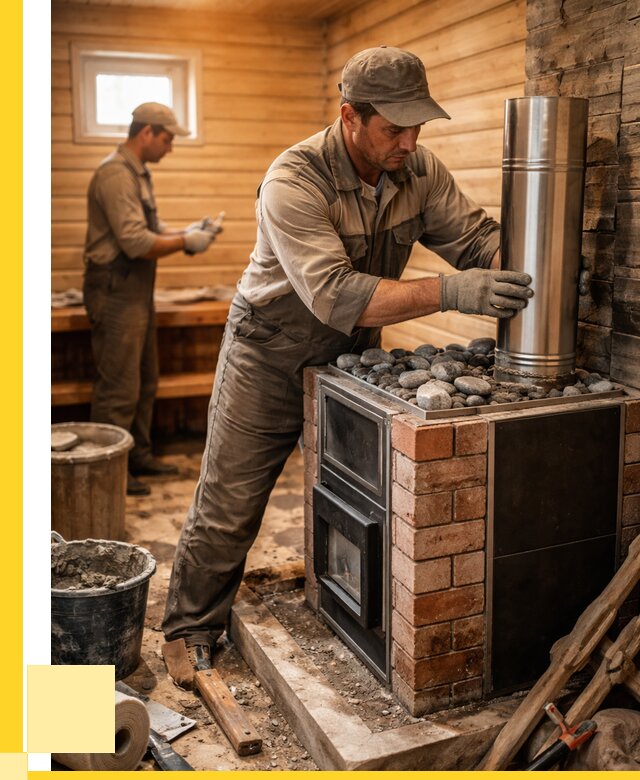 Монтаж печи в бане под ключ в Валуйках от 21290 р. | ЭриданВли