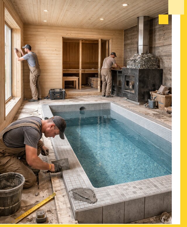 Проект бани с бассейном и сауной в Валуйках под ключ