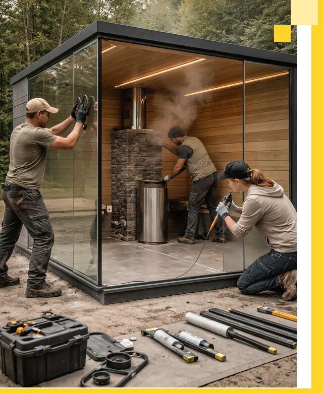 Проектирование и строительство стеклянных бань в Валуйках