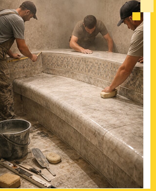 Изготовление и установка сидений для хамама в Валуйках