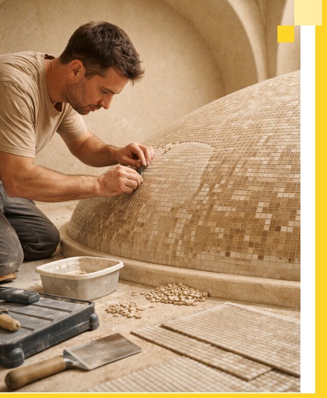 Профессиональная укладка мозаики для хамама под ключ в Валуйках