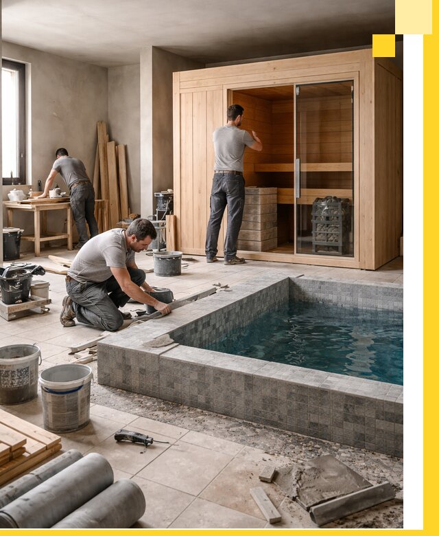 SPA зоны под ключ с бассейном сауной и печью в Валуйках